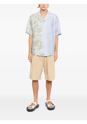 Maison Kitsuné floral-print panelled shirt - Blue