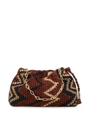 Ba&Sh June zigzag-knit chain-link clutch bag - Brown