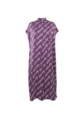 Balenciaga Pre-Owned scribble-print raw-cut long dress - Purple
