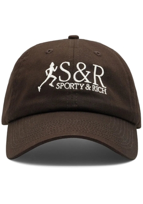 Sporty & Rich logo-embroidered cotton-twill cap - Brown