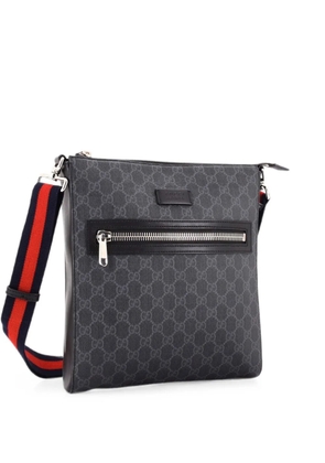 Gucci Pre-Owned Web Strap Front Zip Messenger Bag GG Coated Canvas Medium crossbody bag - Black