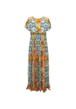 Dolce & Gabbana Pre-Owned Majolica-print embellished maxi dress - Orange