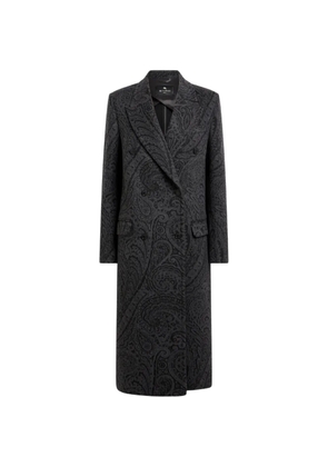 ETRO double-breasted wool jacquard coat with Paisley motif - Grey