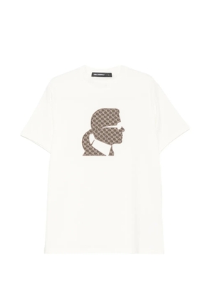 Karl Lagerfeld logo-embroidered T-shirt - Neutrals