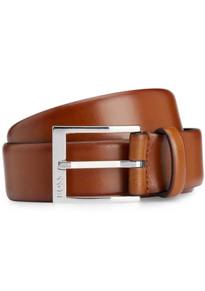 BOSS logo-engraved leather belt - Brown