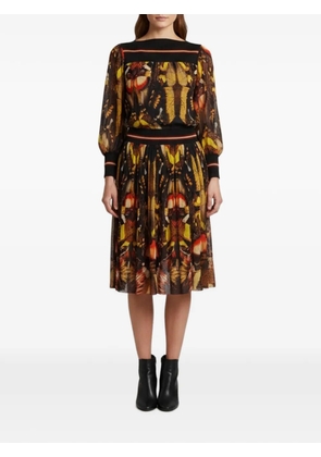 Jean Paul Gaultier Pre-Owned butterfly-print flared midi dress - Black