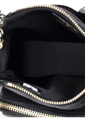 CHANEL Pre-Owned 25 With Chain Quilted Velvet Effect Nylon and Shiny Crumpled Calfskin Mini clutch bag - Black