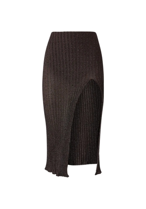 Missoni ribbed-knit side-slit skirt - Brown