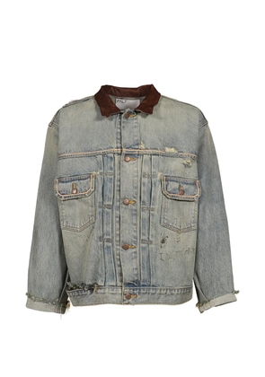 Paly Buffalo 66 distressed-effect contrast-collar denim jacket - Blue
