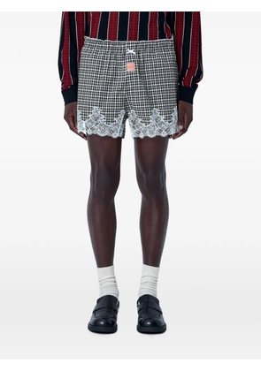 Martine Rose lace-trim checkered shorts - Neutrals