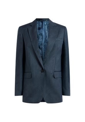 ETRO wool jacquard single-breasted jacket with Paisley motif - Blue