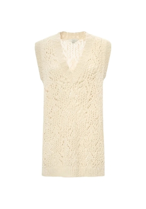Malo open-knit V-neck vest - Neutrals