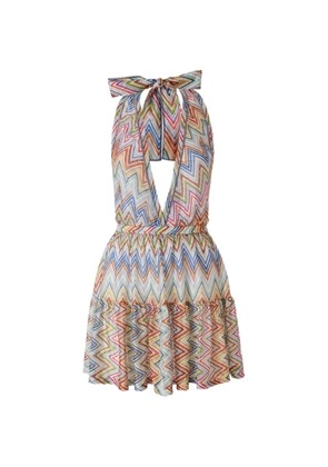 Missoni Zigzag-knit ruffled dress - White