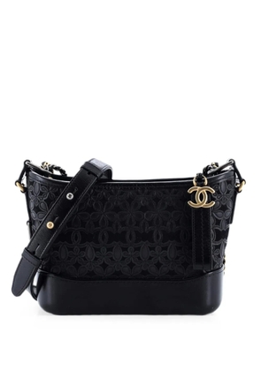 CHANEL Pre-Owned Gabrielle Hobo with Logo Handle Laser Cut Calfskin and Wool Felt Small crossbody bag - Black