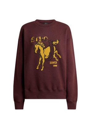ETRO cotton sweatshirt with Pegaso print and logo - Brown