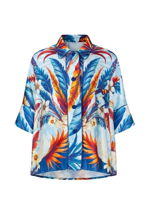 F.R.S For Restless Sleepers Pistis tropical-print silk-satin shirt - Blue