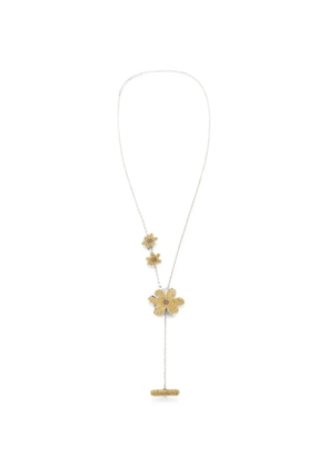 Marni orange rhinestone daisy necklace - Silver