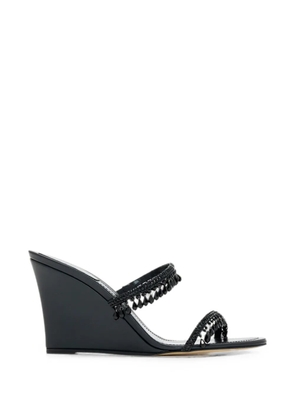 René Caovilla Taylor crystal-embellished wedge sandals - Black