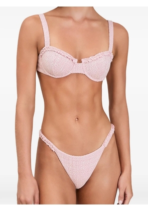 Devon Windsor Ava ruffled textured bikini top - Pink