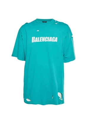 Balenciaga Pre-Owned distressed-finish T-shirt - Blue