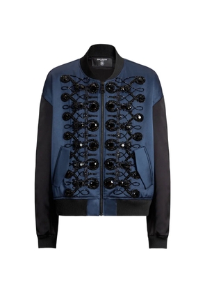Balmain satin bomber jacket with frogging - Blue