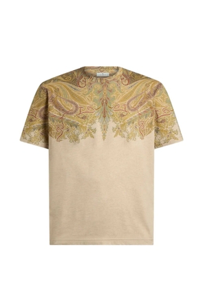ETRO cotton-jersey T-shirt with placed Paisley pochette print - Neutrals