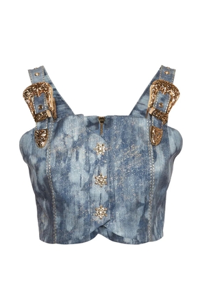 Copurs buckle-detail crop top - Blue