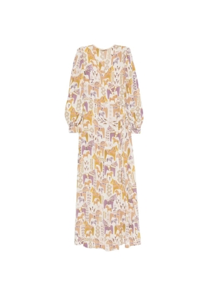 MOMONÌ horse-print wrap maxi dress - Neutrals