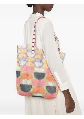 Épice Kanpur geometric-print mesh tote bag - Pink