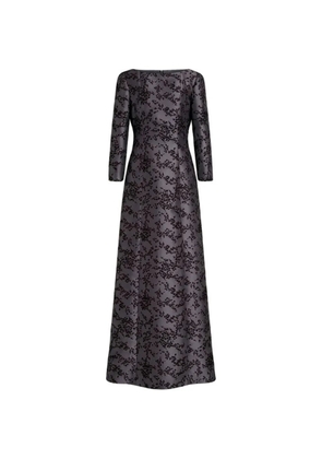 Alberta Ferretti floral-print long-sleeve maxi dress - Grey
