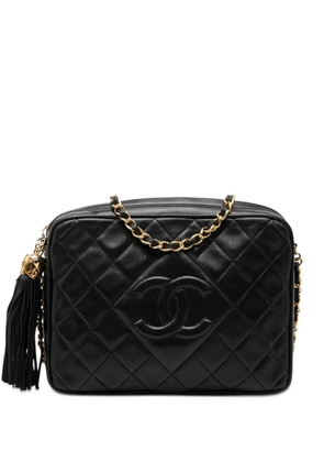 CHANEL Pre-Owned 1989-1991 CC Quilted Lambskin Tassel Camera Bag crossbody bag - Black