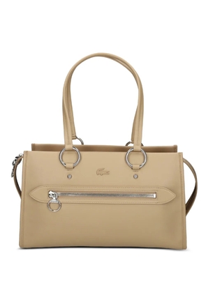 Lacoste medium Celys logo-embossed zipped tote bag - Neutrals