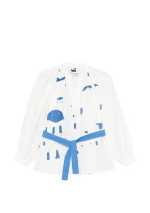 mii Claudie embroidered belted blouse - White