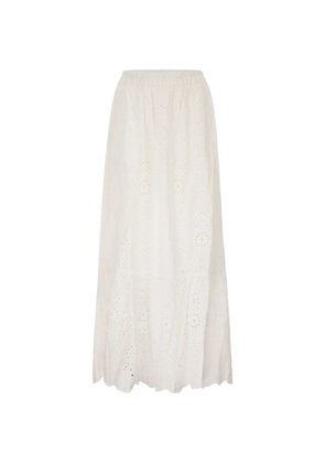 MC2 Saint Barth broderie anglaise gathered maxi skirt - White