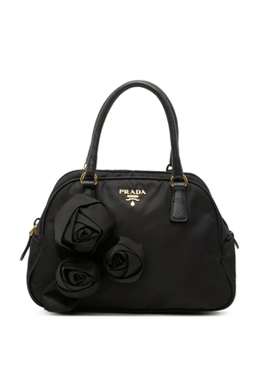 Prada Pre-Owned 2000-2013 Rose Embellished Tessuto handbag - Black