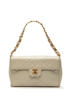 CHANEL Pre-Owned 2000-2002 CC Diamond Quilted Caviar shoulder bag - Neutrals