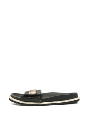 Moschino Pre-Owned logo-plaque sandals - Black