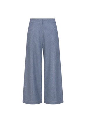 Odeeh contrast-stitch wide-leg straight trousers - Blue