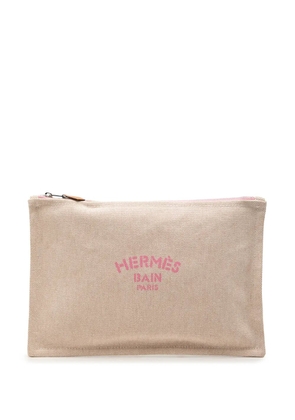 Hermès Pre-Owned 2010-2022 Large Toile Bain New Yachting Flat pouch - Neutrals