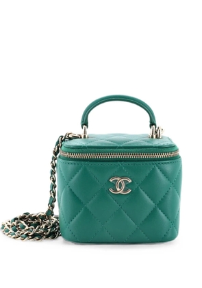 CHANEL Pre-Owned Classic Top Handle Vanity Case with Chain Quilted Lambskin Mini crossbody bag - Green