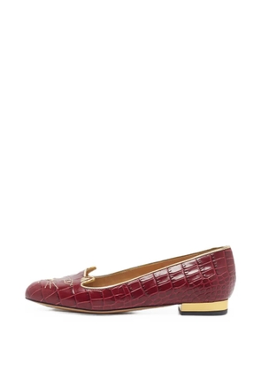Charlotte Olympia Kitty croc-embossed loafers - Red