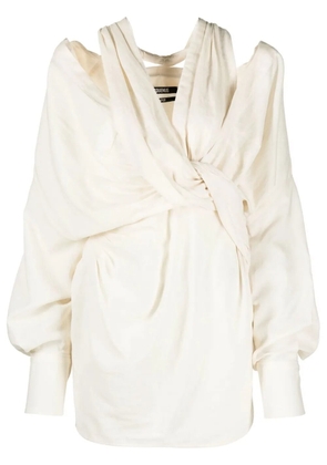 Jacquemus La Robe Agui draped minidress - Neutrals