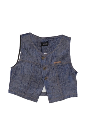 We11done crinkled-finish denim top - Blue