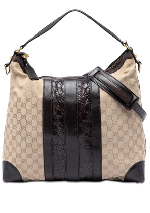 Gucci Pre-Owned 2016-2026 GG Canvas and Crocodile Embossed Calfskin Secret satchel - Neutrals