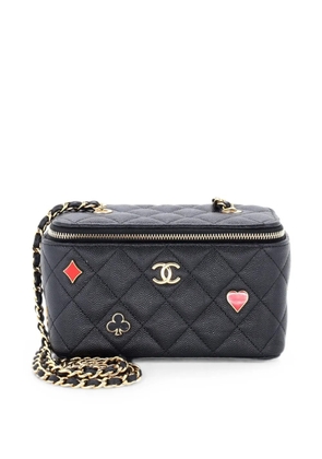 CHANEL Pre-Owned Coco Casino Vanity Case with Chain Quilted Caviar Small pouch - Black