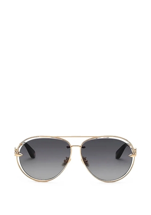 Roberto Cavalli monogram-plaque pilot-frame sunglasses - Gold
