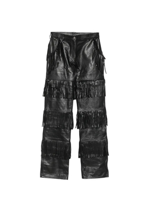 Martine Rose fringe-trimmed leather trousers - Black