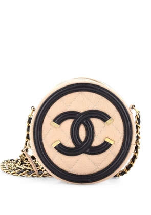 CHANEL Pre-Owned Filigree Round Clutch with Chain Quilted Caviar Mini crossbody bag - Neutrals