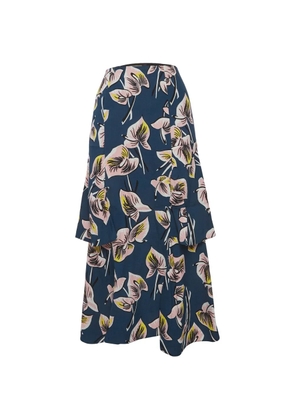 Marni Pre-Owned floral-print ruffled maxi skirt - Blue