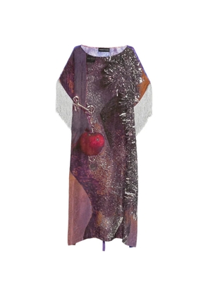Barbara Bologna fringed-trim lace-up midi dress - Purple